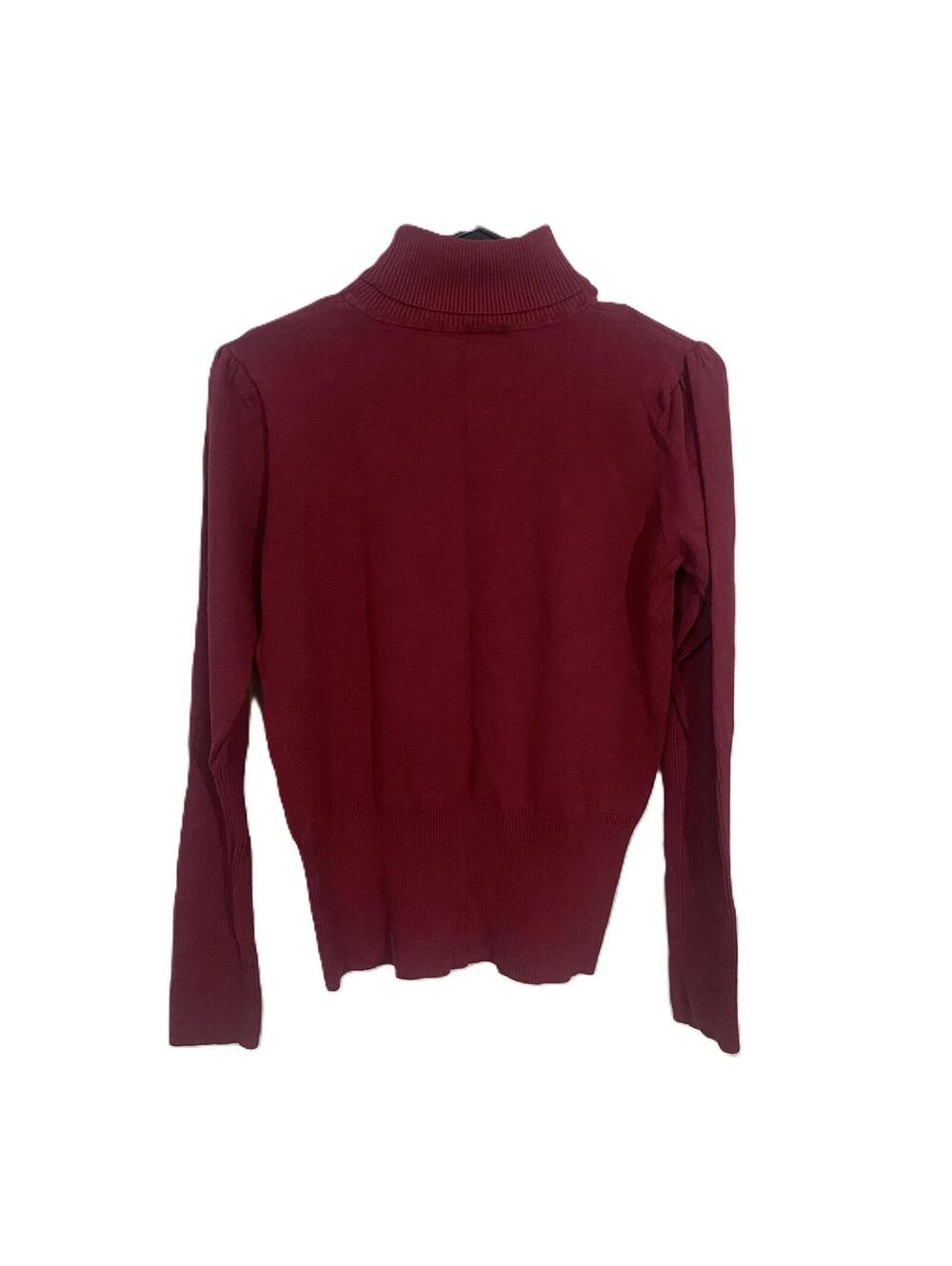 Red Puff Sleeve Turtleneck Sweater Soft Girl Cozy Chic Y2K Knit Medium Aesthetic